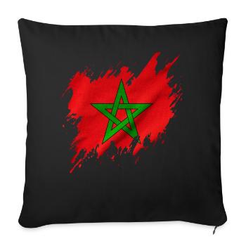 Flag of Morocco in torn style - Sofa pillowcase 17,3'' x 17,3'' (45 x 45 cm) - black - Front