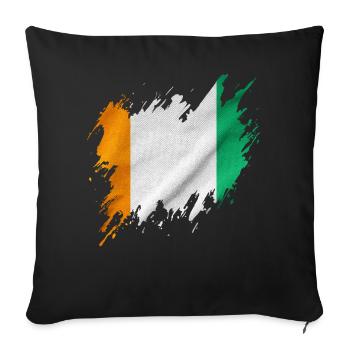 Ivory Coast flag in torn style - Sofa pillowcase 17,3'' x 17,3'' (45 x 45 cm) - black - Front