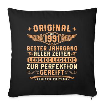 1991 Jahrgang Lebende Legende 35. Geburtstag - Sofakissenbezug 45 x 45 cm - Schwarz - Vorne
