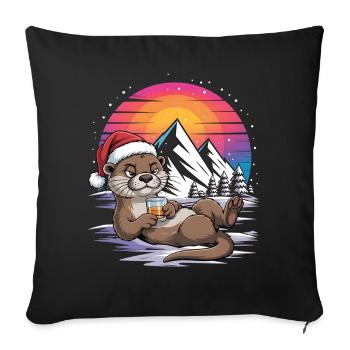 Père Noël drôle Noël avec dicton - Housse de coussin décorative 45 x 45 cm - noir - Devant