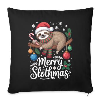 Merry Slothmas Christmas T-Shirt with Sloth - Sofa pillowcase 17,3'' x 17,3'' (45 x 45 cm) - black - Front
