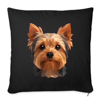 Mignon Yorkshire Terrier – Polygon Dog Design - Housse de coussin décorative 45 x 45 cm - noir - Devant