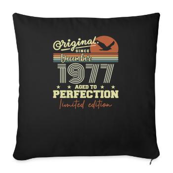 48th Birthday | Original December 1977 - Sofa pillowcase 17,3'' x 17,3'' (45 x 45 cm) - black - Front