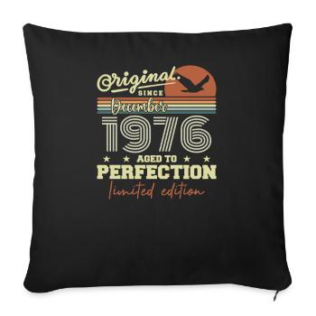 49th Birthday | Original December 1976 - Sofa pillowcase 17,3'' x 17,3'' (45 x 45 cm) - black - Front