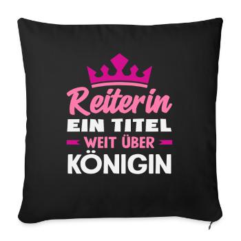 Cheval Fille Équitation Poney Fans Cavalier Reine - Housse de coussin décorative 45 x 45 cm - noir - Devant