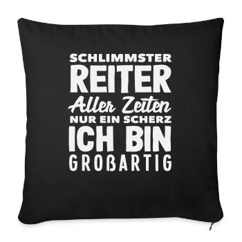 Lustiges Bester Pferdemädchen Reiten Ponyfans - Sofakissenbezug 45 x 45 cm - Schwarz - Vorne