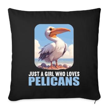 Pelicans Pelican - Sofa pillowcase 17,3'' x 17,3'' (45 x 45 cm) - black - Front