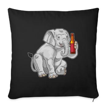 Elefant Flasche Bier - Sofakissenbezug 45 x 45 cm - Schwarz - Vorne