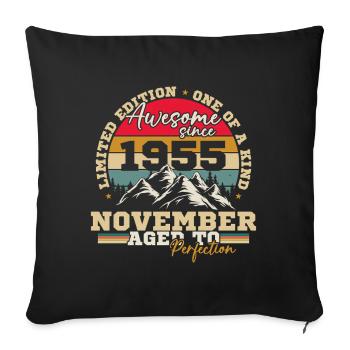 November 1955 Vintage Retro Birthday - Sofa pillowcase 17,3'' x 17,3'' (45 x 45 cm) - black - Front