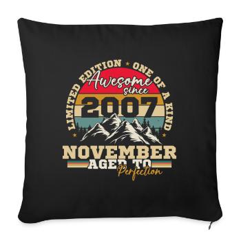 November 2007 Vintage Retro Birthday - Sofa pillowcase 17,3'' x 17,3'' (45 x 45 cm) - black - Front