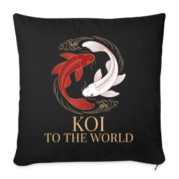 Humor Koi Fish Japanese Asian - Sofa pillowcase 17,3'' x 17,3'' (45 x 45 cm) - black - Front
