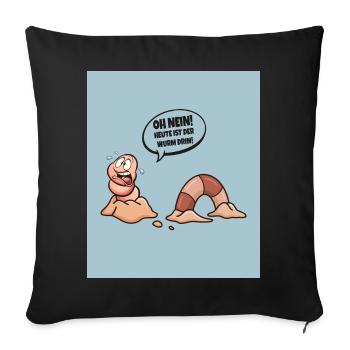 Oh non ! Aujourd’hui, le ver est là ! - Housse de coussin décorative 45 x 45 cm - noir - Devant