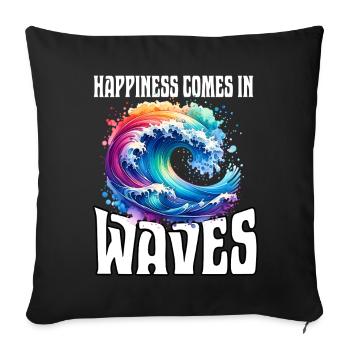Happiness Comes In Waves - Sofakissenbezug 45 x 45 cm - Schwarz - Vorne