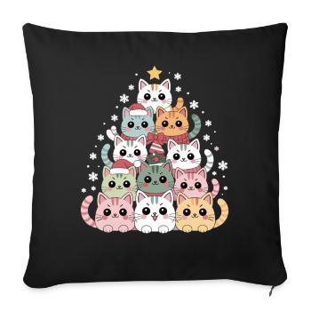 Cats Christmas Tree – Funny Xmas Cat - Sofa pillowcase 17,3'' x 17,3'' (45 x 45 cm) - black - Front