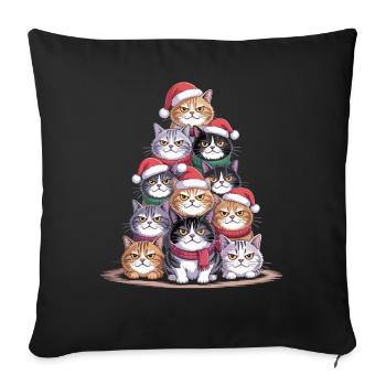 Cats Christmas Tree – Funny Xmas Cat - Sofa pillowcase 17,3'' x 17,3'' (45 x 45 cm) - black - Front