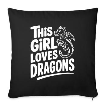 Cette fille adore les dragons - Housse de coussin décorative 45 x 45 cm - noir - Devant