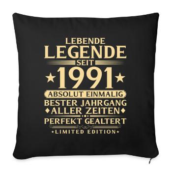 1991 Year of Construction Legend 35th Birthday Gift - Sofa pillowcase 17,3'' x 17,3'' (45 x 45 cm) - black - Front