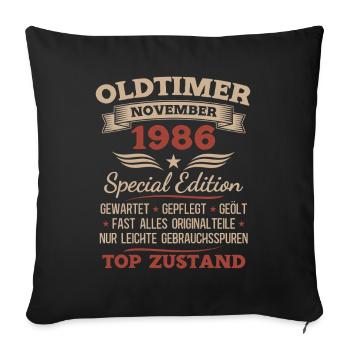 40. Geburtstag Geschenk Oldtimer November 1986 - Sofakissenbezug 45 x 45 cm - Schwarz - Vorne
