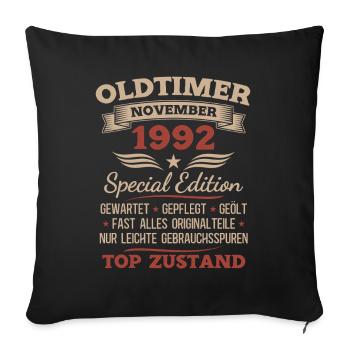 33. Geburtstag Geschenk Oldtimer November 1992 - Sofakissenbezug 45 x 45 cm - Schwarz - Vorne