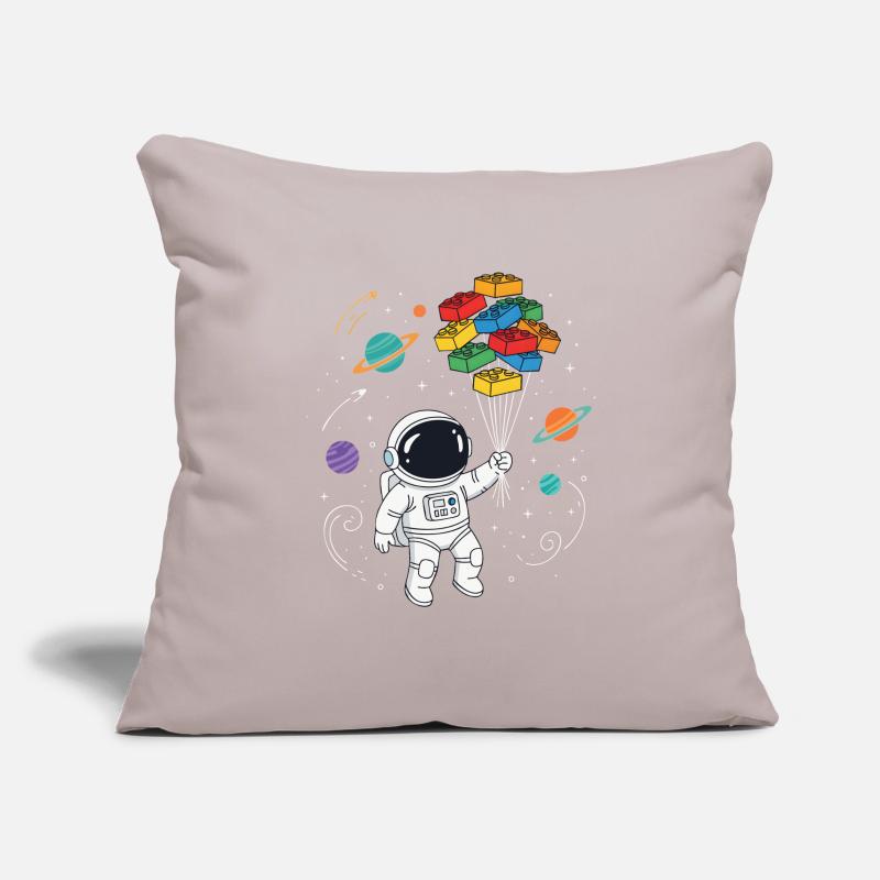 Blocs de construction d’astronautes Construction de briques spatiales Housse de coussin décorative 45 x 45 cm