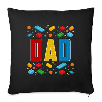 Dad Brick Builder Fatherhood Block Building - Sofa pillowcase 17,3'' x 17,3'' (45 x 45 cm) - black - Front