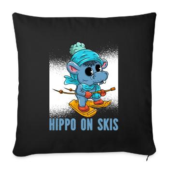 Nilpferd Ski  - Sofakissenbezug 45 x 45 cm - Schwarz - Vorne