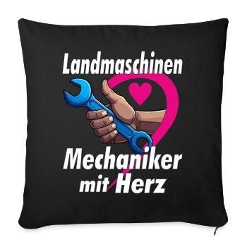 Agricultural machinery mechanic with HEART - Sofa pillowcase 17,3'' x 17,3'' (45 x 45 cm) - black - Front