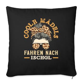 Cool girls go to après ski Ischgl Alps - Sofa pillowcase 17,3'' x 17,3'' (45 x 45 cm) - black - Front