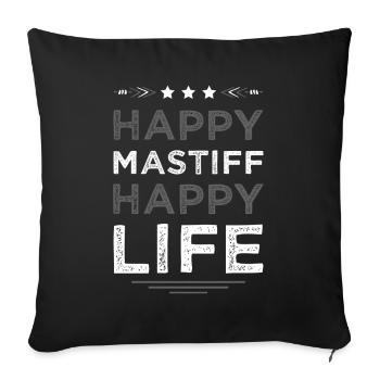 Mastiff heureux, vie heureuse - Housse de coussin décorative 45 x 45 cm - noir - Devant