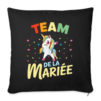 Team de la Mariée Licorne Dabbing EVJF Humour - Housse de coussin décorative 45 x 45 cm - noir - Devant