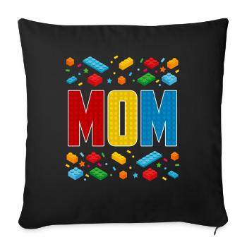 Mom Brick Builder Creative Motherhood Block Lover - Sofa pillowcase 17,3'' x 17,3'' (45 x 45 cm) - black - Front