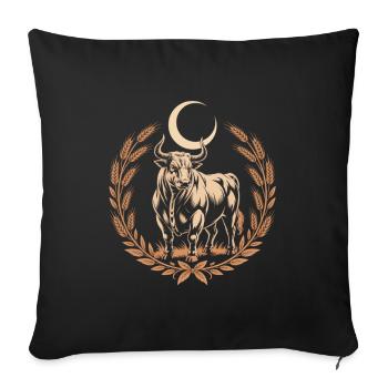 Taurus Zodiac Sign Under Crescent Moon in Wreath - Sofa pillowcase 17,3'' x 17,3'' (45 x 45 cm) - black - Front