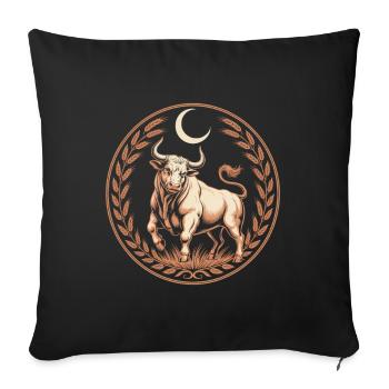 Stier Sternzeichen Mond Lorbeer Kräftiger Taurus - Sofakissenbezug 45 x 45 cm - Schwarz - Vorne
