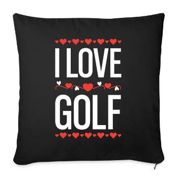 I Love Golf Heart Design - Sofa pillowcase 17,3'' x 17,3'' (45 x 45 cm) - black - Front
