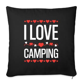 I Love Camping Heart Graphic - Sofa pillowcase 17,3'' x 17,3'' (45 x 45 cm) - black - Front