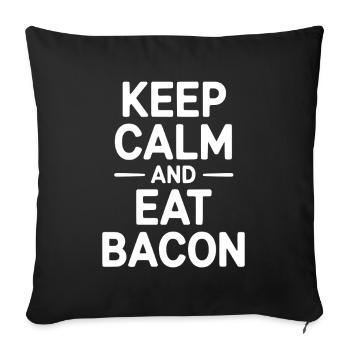 Restez calme et mangez du bacon - Housse de coussin décorative 45 x 45 cm - noir - Devant