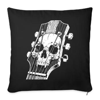 Crâne sur tête de guitare - Housse de coussin décorative 45 x 45 cm - noir - Devant
