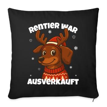 Le renne était épuisé – Teckel drôle - Housse de coussin décorative 45 x 45 cm - noir - Devant