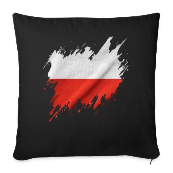 Flag of Poland, torn style - Sofa pillowcase 17,3'' x 17,3'' (45 x 45 cm) - black - Front