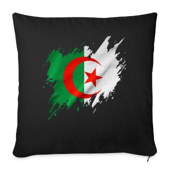 Algeria flag, torn style - Sofa pillowcase 17,3'' x 17,3'' (45 x 45 cm) - black - Front