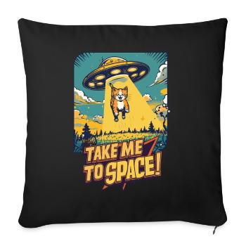 Cat UFO All-Adventure - Sofa pillowcase 17,3'' x 17,3'' (45 x 45 cm) - black - Front
