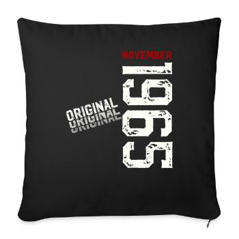 60. Geburtstag Original November Jahrgang 1965  - Sofakissenbezug 45 x 45 cm - Schwarz - Vorne