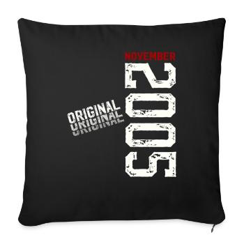 20th Birthday Original November Vintage 2005 - Sofa pillowcase 17,3'' x 17,3'' (45 x 45 cm) - black - Front