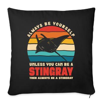 Stingray in Retro Sunset - Sofa pillowcase 17,3'' x 17,3'' (45 x 45 cm) - black - Front