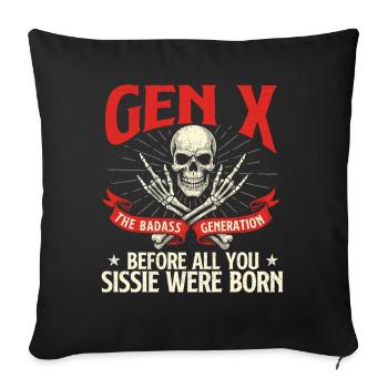 Gen X Badass Generation Retro Nostalgia Quote - Sofa pillowcase 17,3'' x 17,3'' (45 x 45 cm) - black - Front