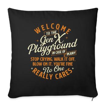 Welcome To Gen X Playground Retro Childhood Rules - Sofa pillowcase 17,3'' x 17,3'' (45 x 45 cm) - black - Front