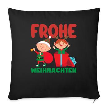 Merry Christmas gnome with Santa hat - Sofa pillowcase 17,3'' x 17,3'' (45 x 45 cm) - black - Front