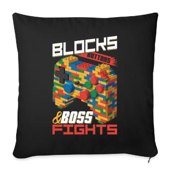 Blocs de construction Gamer Gaming Brick Builder - Housse de coussin décorative 45 x 45 cm - noir - Devant
