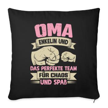 Grandma granddaughter and perfect team for chaos - Sofa pillowcase 17,3'' x 17,3'' (45 x 45 cm) - black - Front
