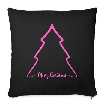 Neon Pink Christmas Tree Outline - Sofa pillowcase 17,3'' x 17,3'' (45 x 45 cm) - black - Front